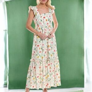 CROSBY by Mollie Burch linen cotton floral midi maxi size M
